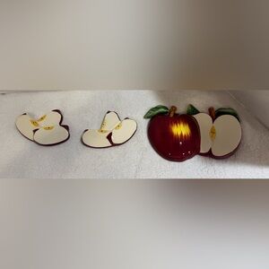 Ceramic Sliced Apple With Slices Hanging Wall Decor Lot Of 3